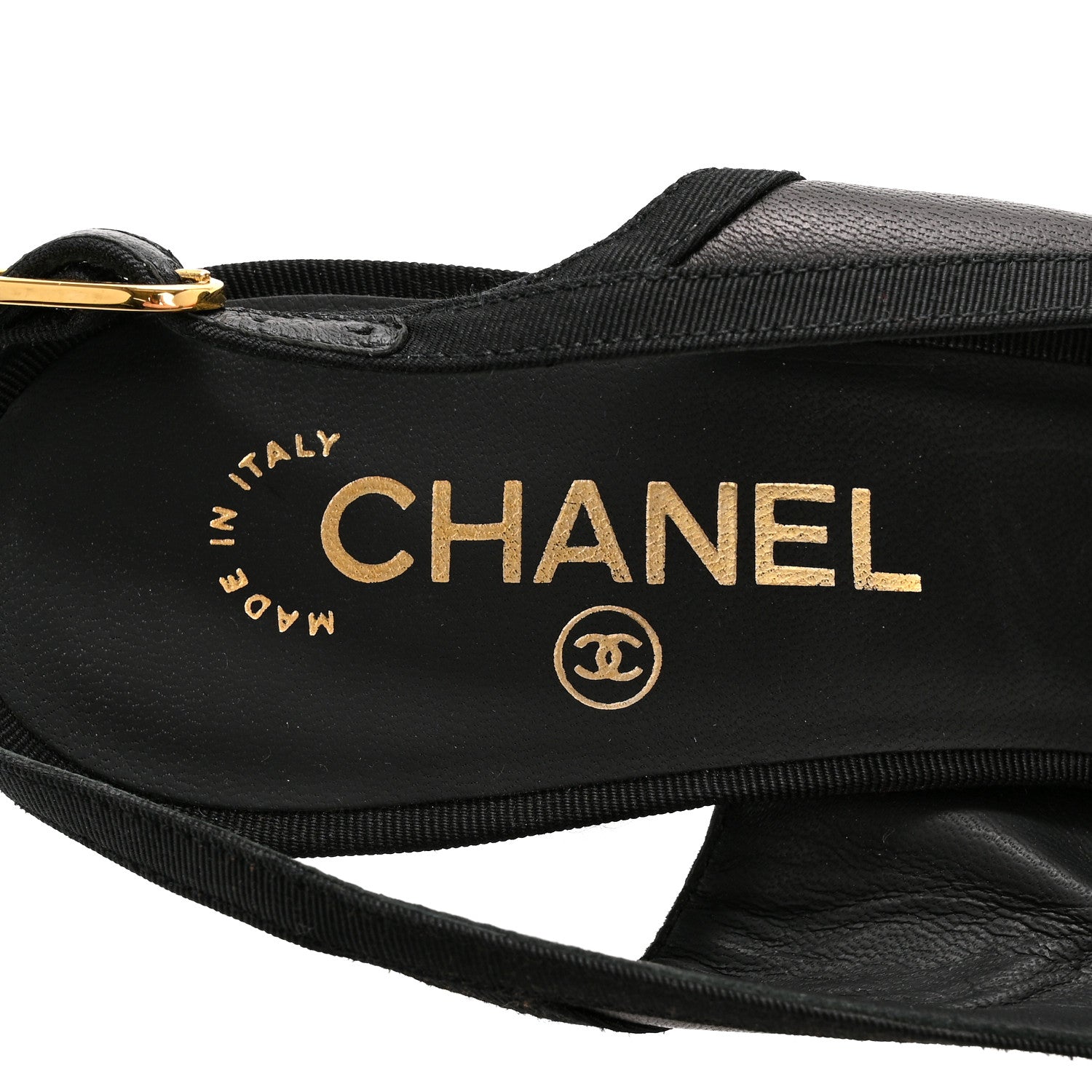 Chanel Lambskin Grosgrain Cap Toe CC Slingback Pumps 40 Black 8 of 9