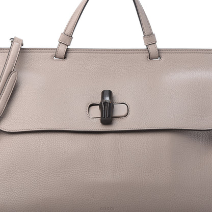 Gucci Cellarius Calfskin Large Bamboo Daily Top Handle Bag Storm Grey 7 of 9