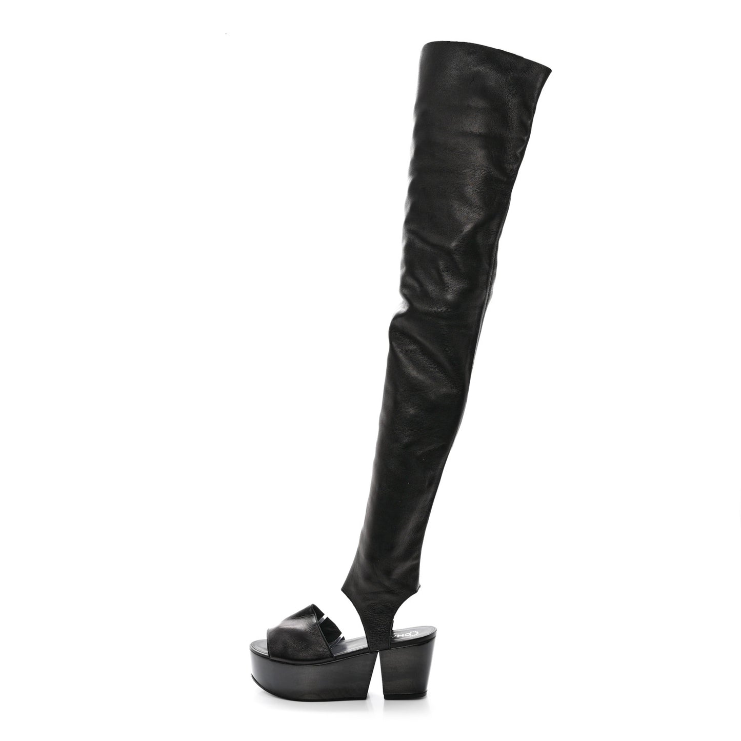 Calfskin CC Over The Knee Boots 40 Black