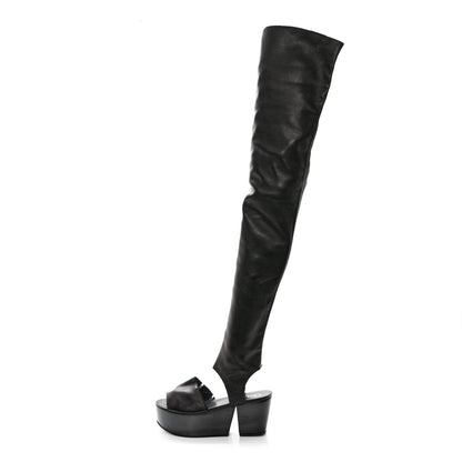 Chanel Calfskin CC Over The Knee Boots 40 Black 1 of 14