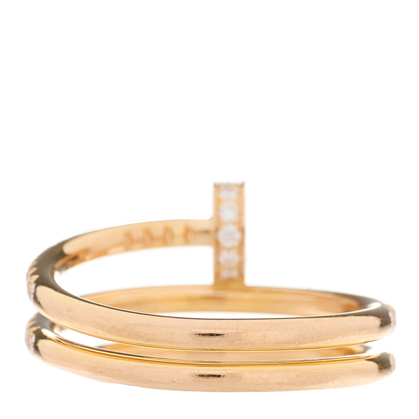 18K Pink Gold Diamond Double Juste Un Clou Paved Ring 54 6.75