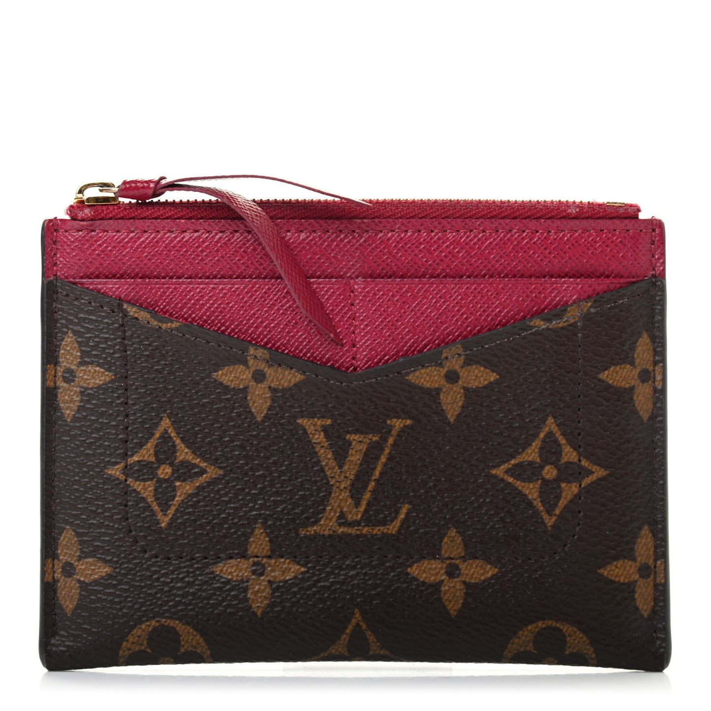 Monogram Zipped Card Holder Fuchsia