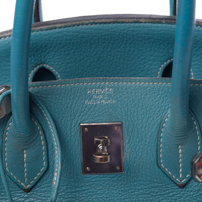 Hermes Taurillon Clemence Birkin 35 Bleu Jean 27 of 27