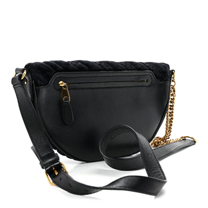 Balenciaga Crushed Velvet Logo Embossed XXS Souvenir Belt Bag Black 3 of 10