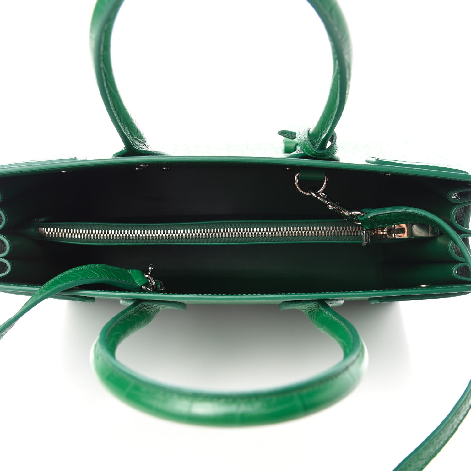 Saint Laurent Calfskin Crocodile Embossed Small Sac de Jour Green 5 of 9