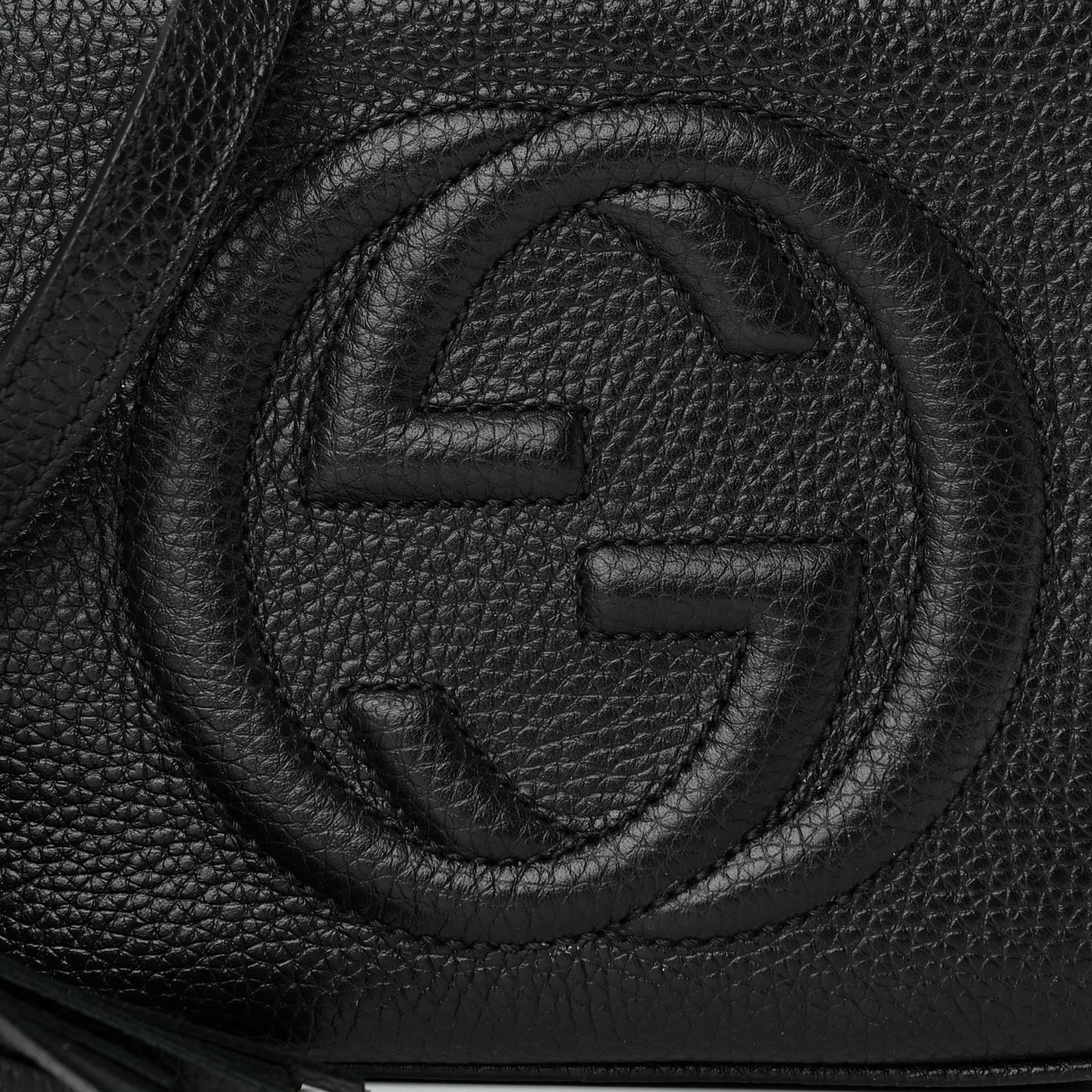 Pebbled Calfskin Small Soho Disco Bag Black