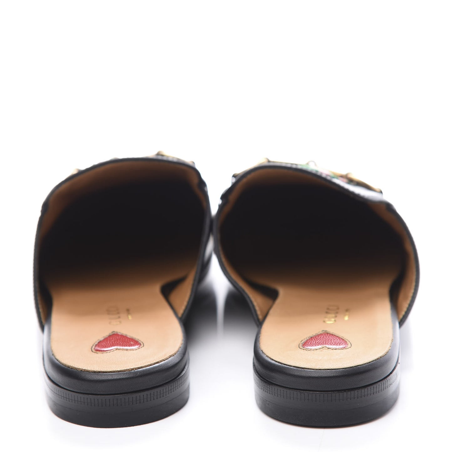 Calfskin Flower Embroidered Womens Princetown Slippers 38 Black