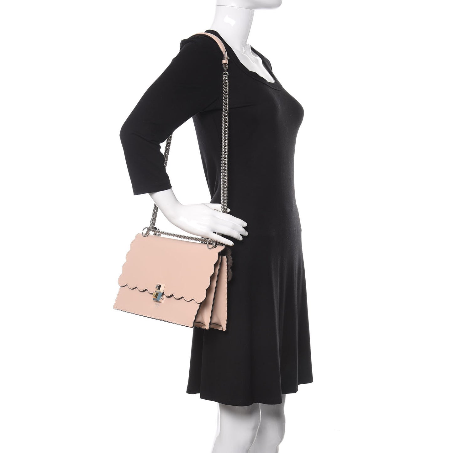 Vitello Liberty Scalloped Studded Kan I Shoulder Bag Plaster