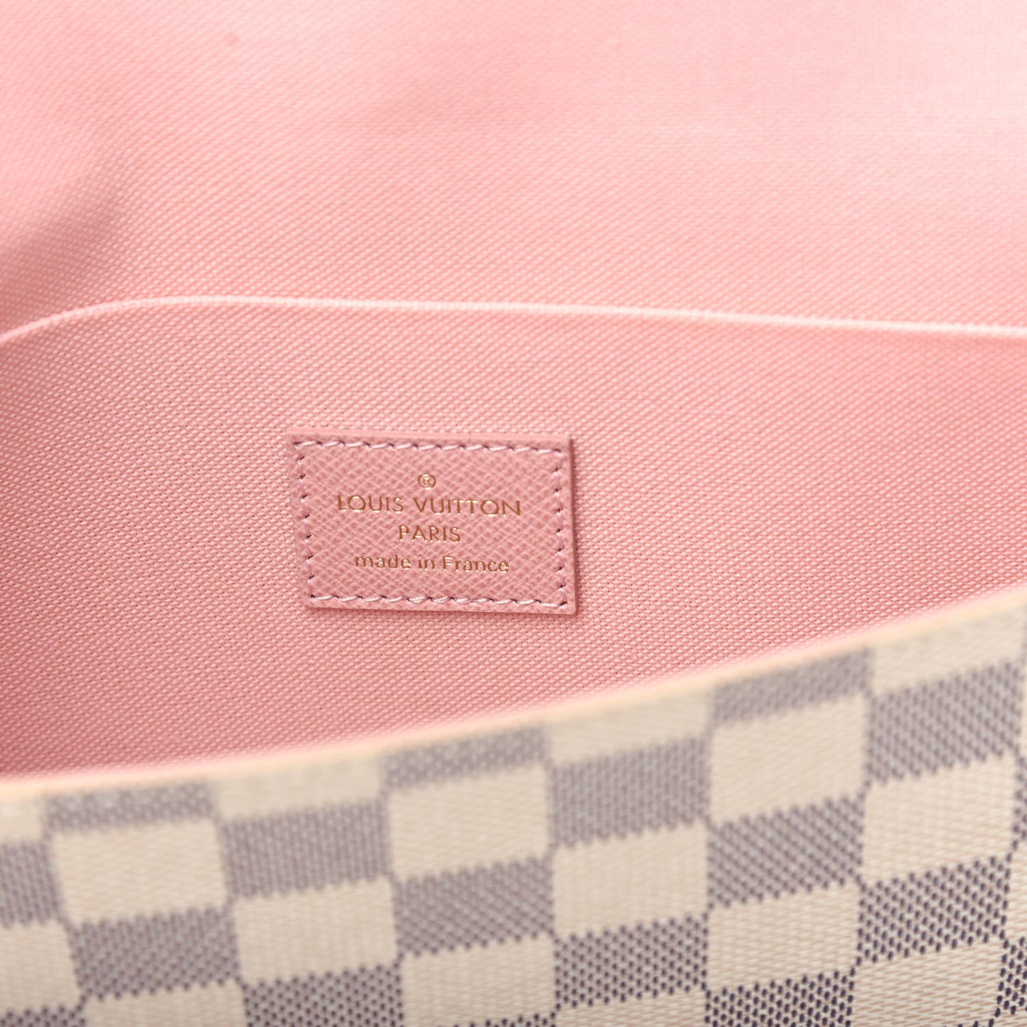 Damier Azur Pochette Felicie Chain Wallet Rose Ballerine