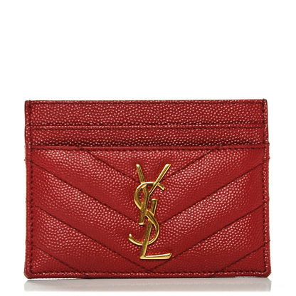 Saint Laurent Grain De Poudre Matelasse Chevron Card Case Lipstick Red 1 of 7