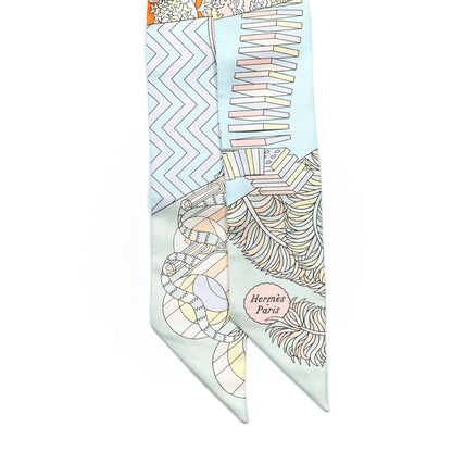 Hermes Silk De l'Ombrelle Aux Duels Twilly Ciel Rose Pale Orange 2 of 5
