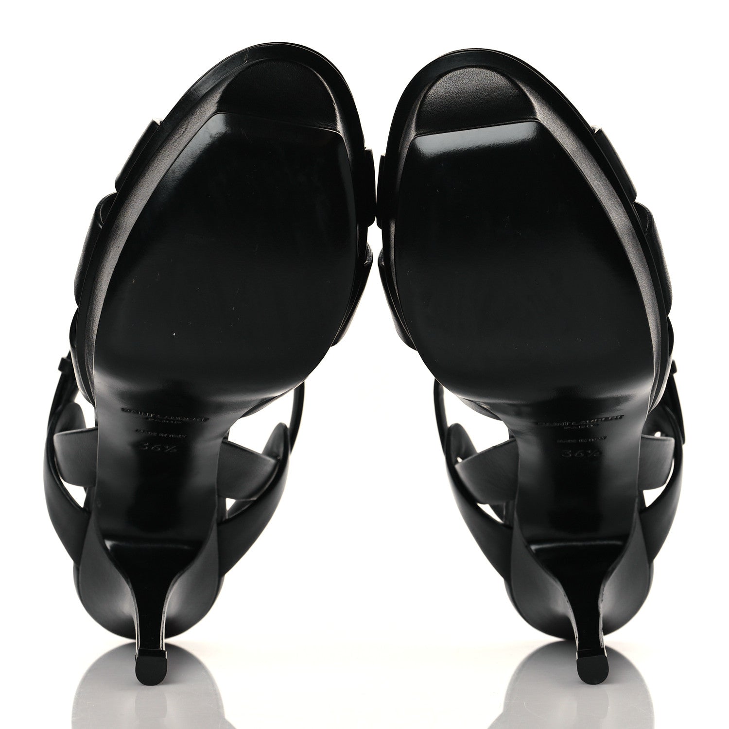 Saint Laurent Calfskin Tribute 75 Platform Sandals 36.5 Black 5 of 9