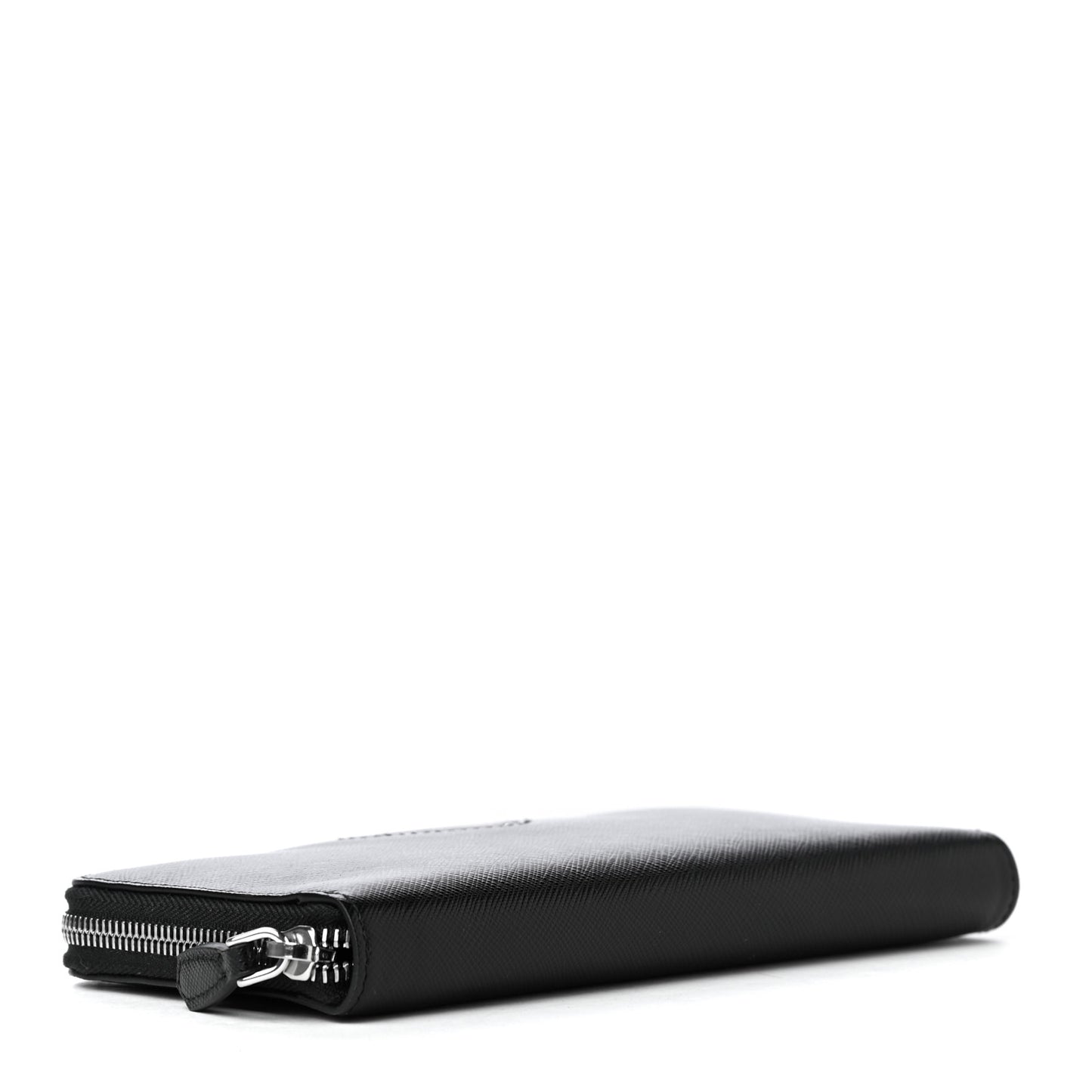 Saffiano Triangle Zip Around Wallet Black
