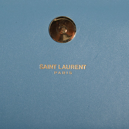 Saint Laurent Calfskin Classic Monogram Clutch Ice Blue 5 of 8