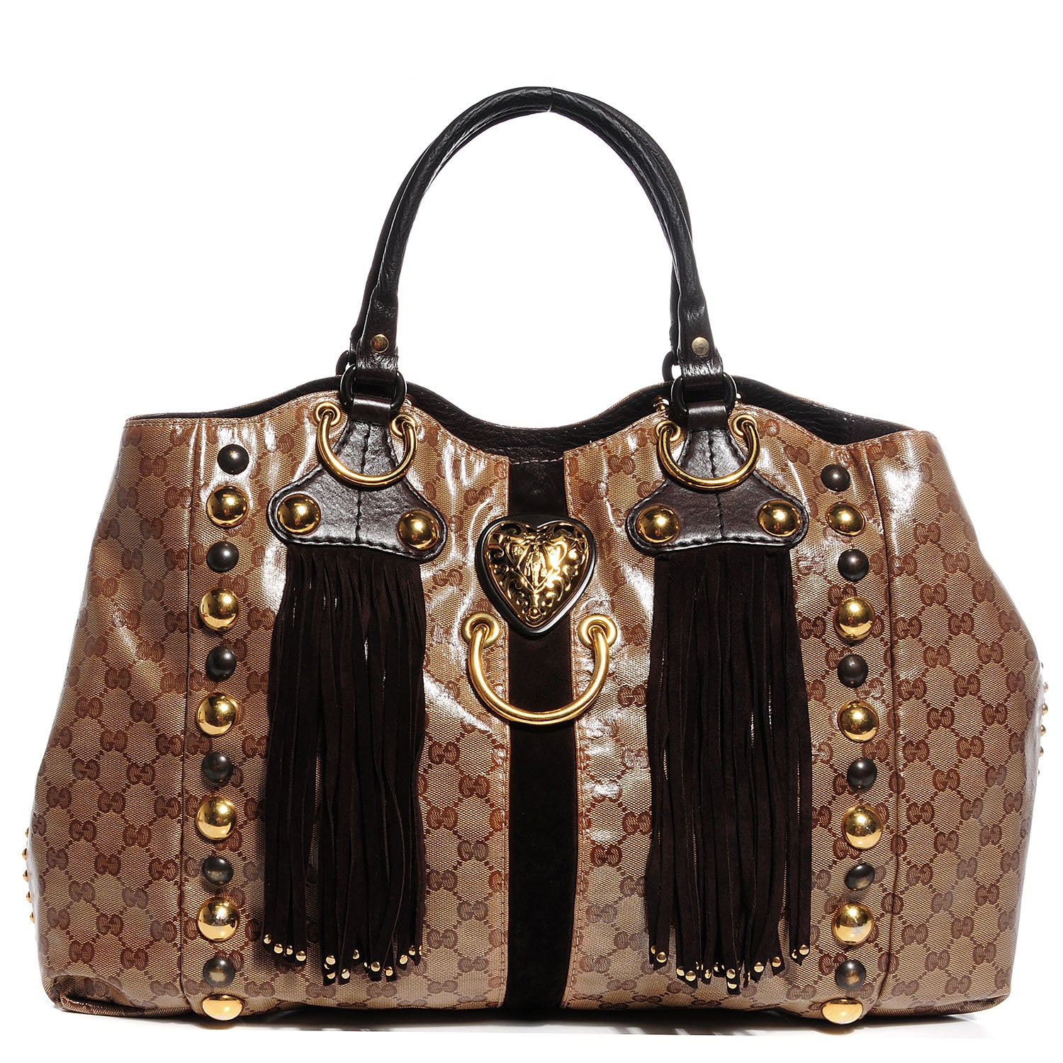 Gucci Crystal Monogram Large Babouska Tote Brown 1 of 7