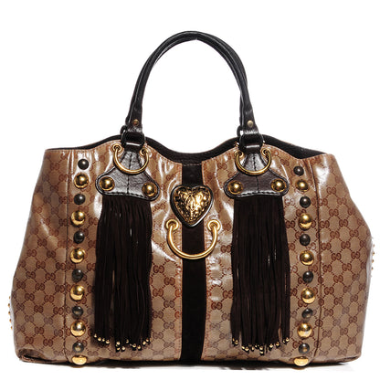 Gucci Crystal Monogram Large Babouska Tote Brown 1 of 7