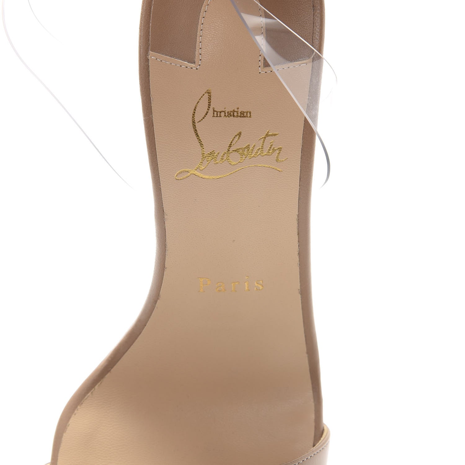 Christian Louboutin Shiny Nappa PVC Jonatina 100 Sandals 37.5 Nude 6 of 8