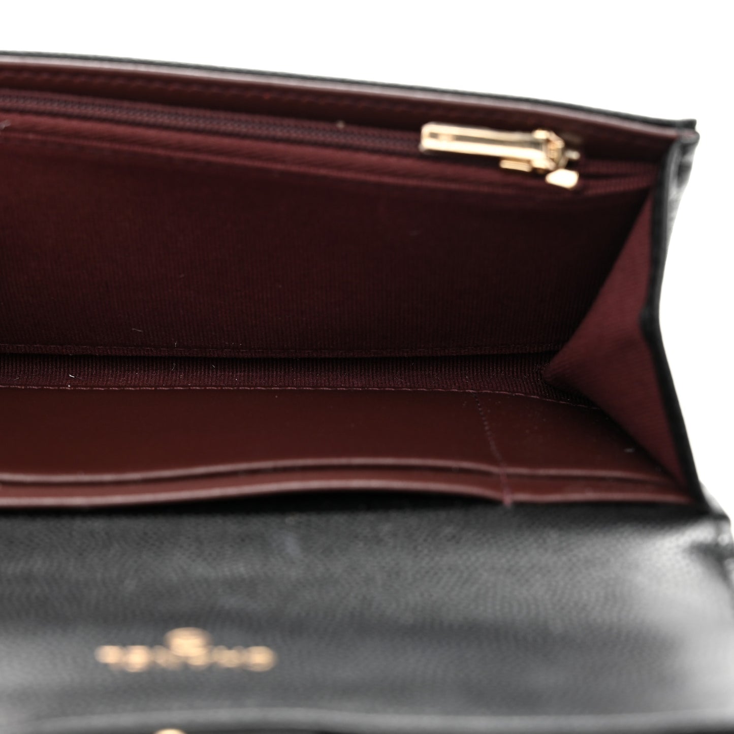 Caviar Quilted Medium Gusset Flap Wallet Black