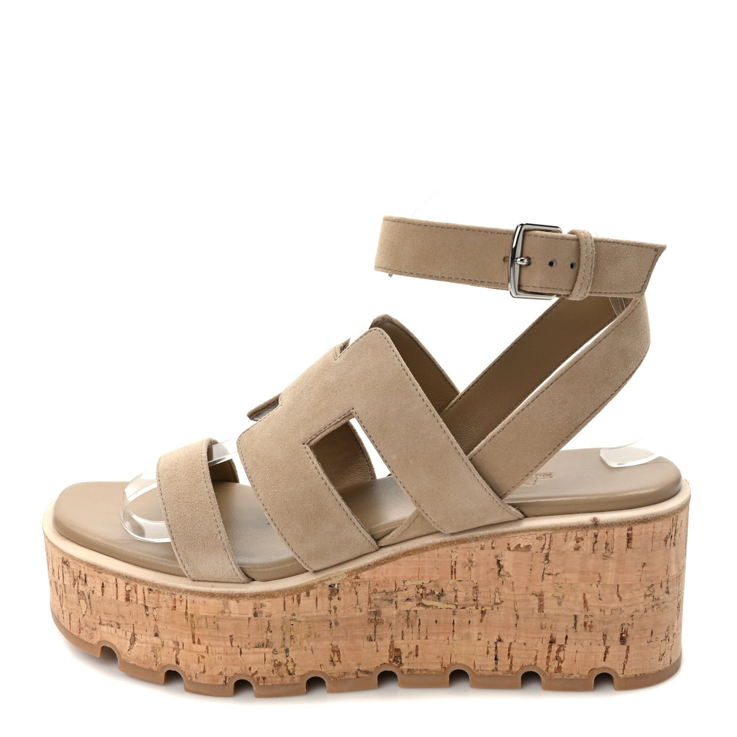 Suede Goatskin Cork Havana 30 Sandals 38 Beige Argile