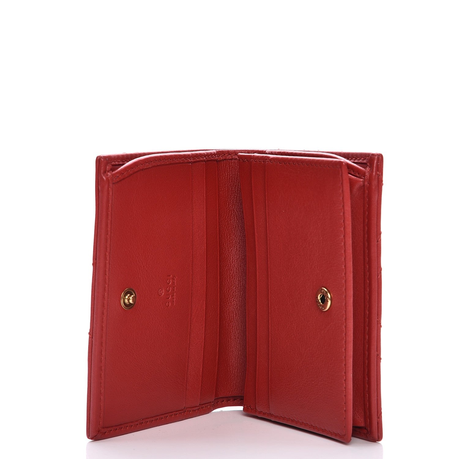Gucci Calfskin Matelasse GG Marmont Card Case Hibiscus Red 5 of 8