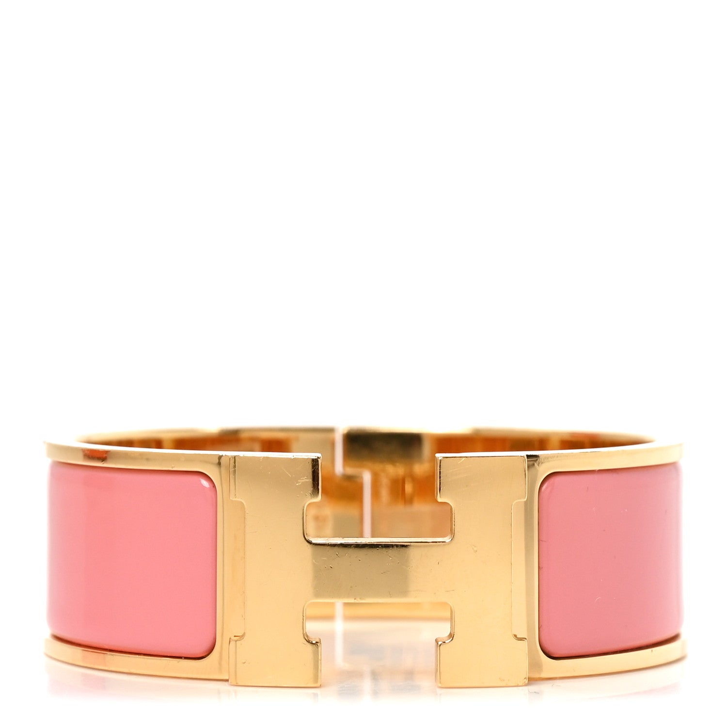 Hermes Enamel Wide Clic Clac H Bracelet GM Papaye 1 of 5