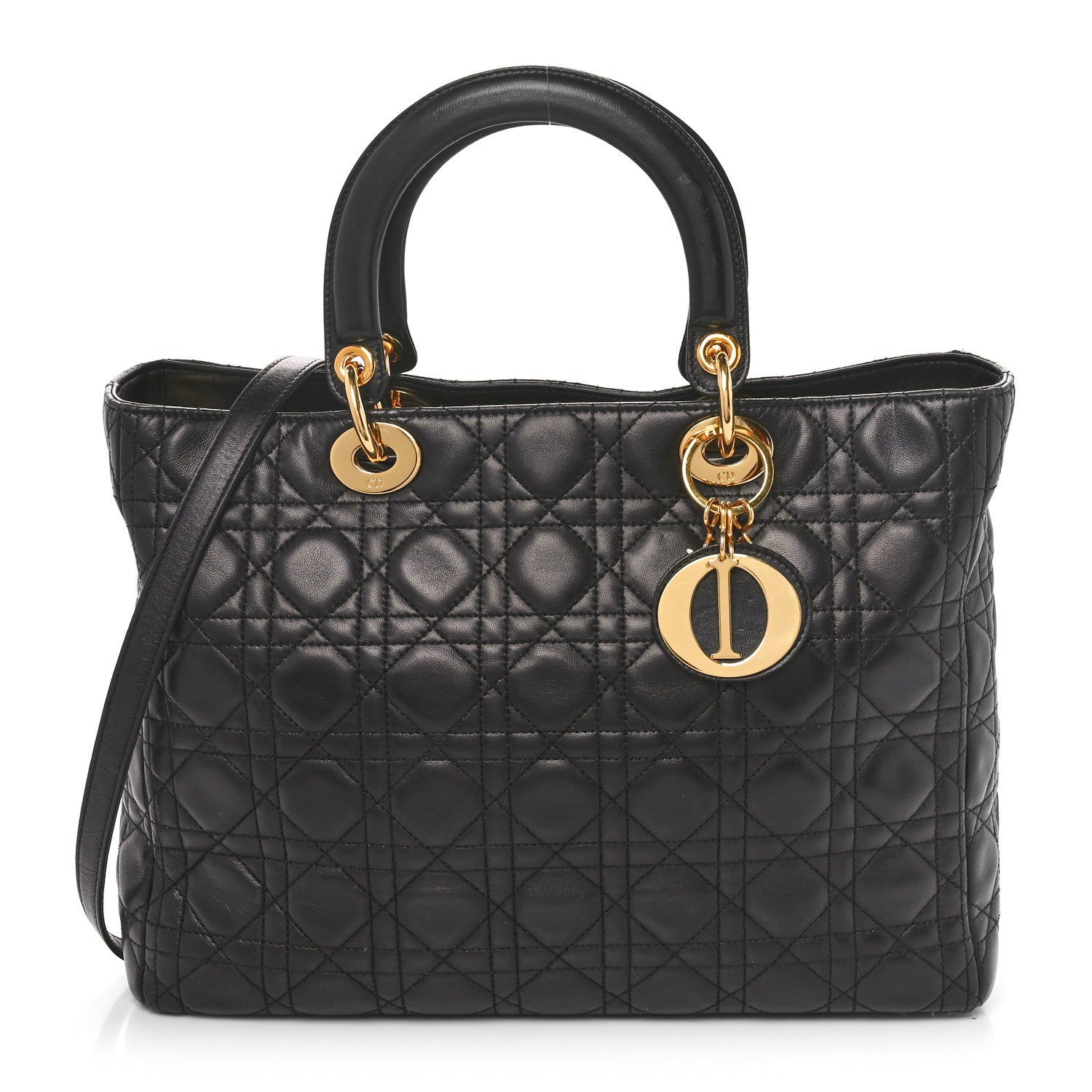 Christian Dior Lambskin Cannage Large Lady Dior Black 1 of 9