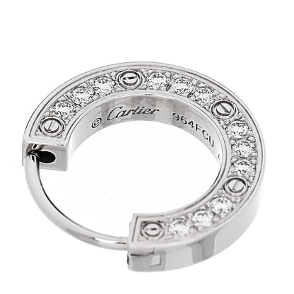 Cartier 18K White Gold Diamond Pave Single LOVE Hoop Earring 4 of 6