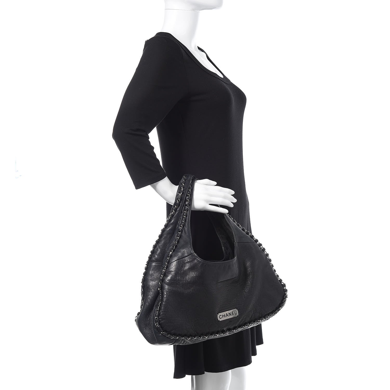 Chanel Lambskin Chain Hobo Black 2 of 15