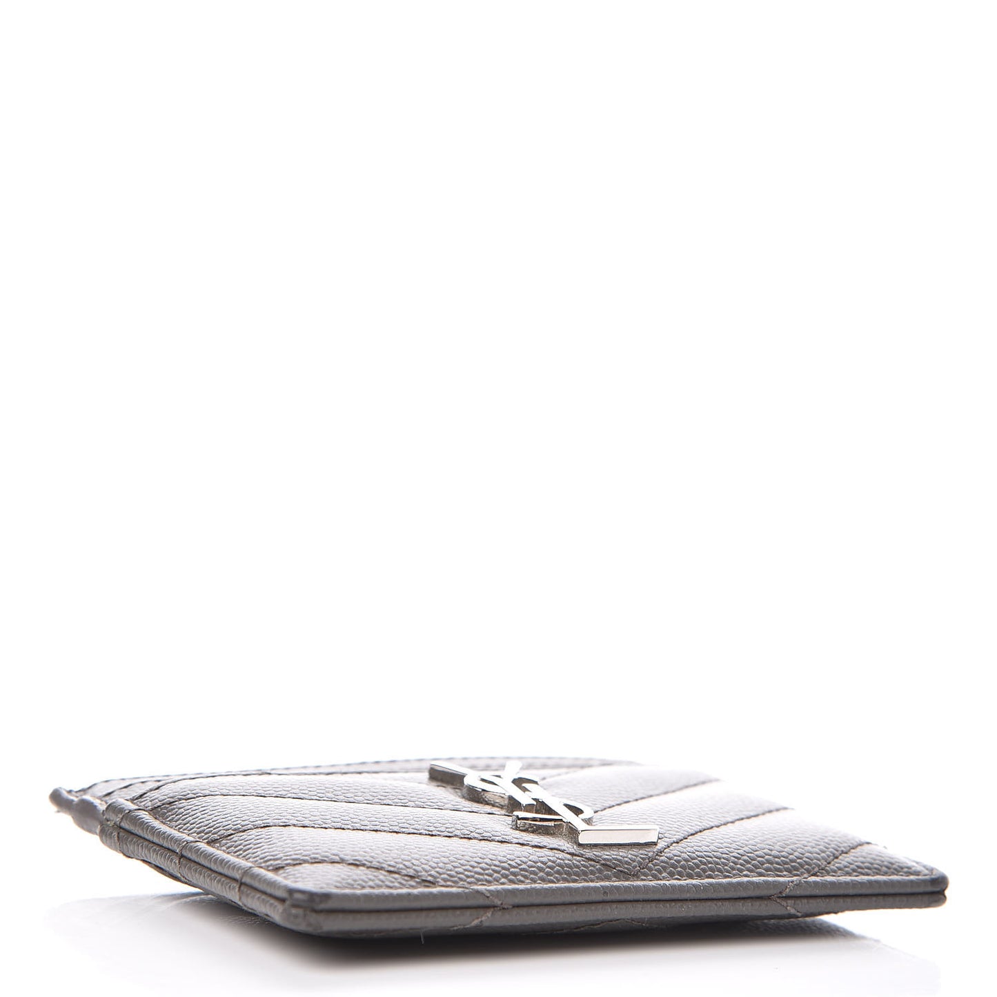 Grain De Poudre Matelasse Chevron Monogram Credit Card Case Dark Anthracite