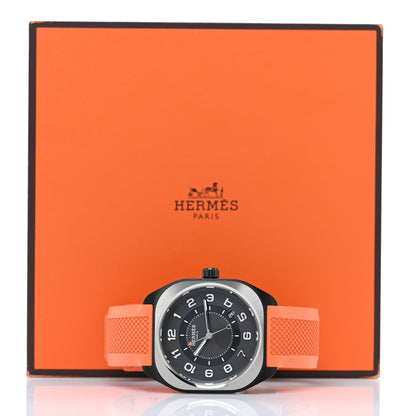 Hermes DLC Coated Titanium Rubber 39mm H08 Automatic Watch Orange 4 of 4