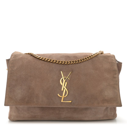 Saint Laurent Smooth Calfskin Suede Medium Reversible Monogram Kate Satchel Taupe 1 of 17