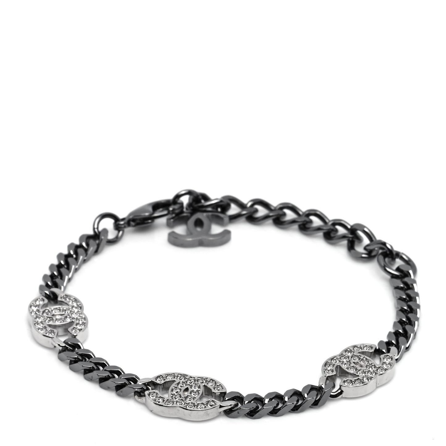 Crystal CC Chain Bracelet Silver