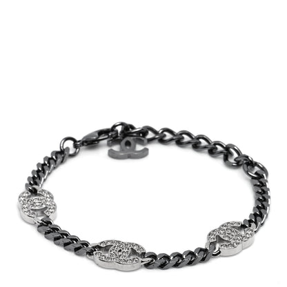 Chanel Crystal CC Chain Bracelet Silver 1 of 5