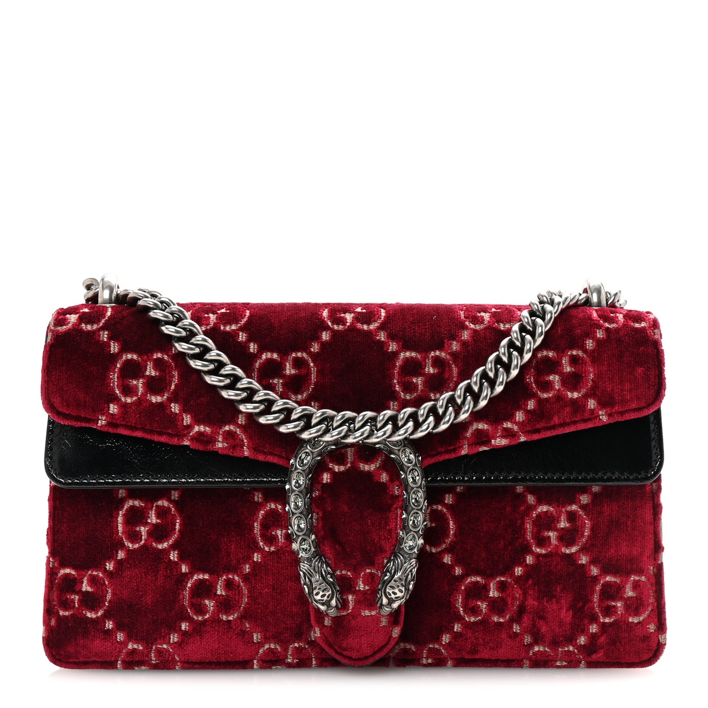 Velvet Skipper Crystal GG Monogram Small Dionysus Shoulder Bag Red Cipria Black Black Diamond