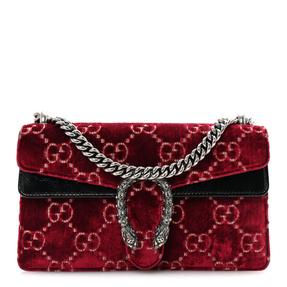 Gucci Velvet Skipper Crystal GG Monogram Small Dionysus Shoulder Bag Red Cipria Black Black Diamond 1 of 10