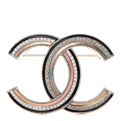 Chanel Crystal Enamel CC Brooch Gold 1 of 6