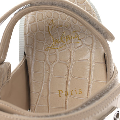 Christian Louboutin Calfskin Alligator Embossed Nappa Lock Cool Flat Sandals 37.5 Nougat 7 of 7