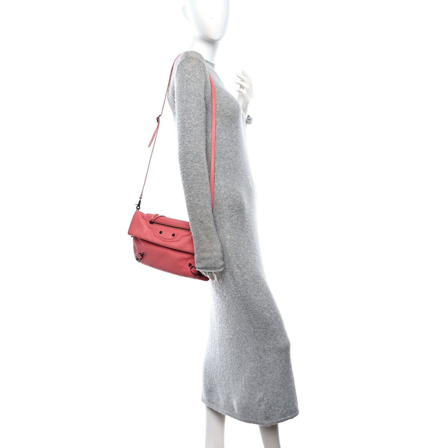 Agneau Classic Hardware Envelope Strap Clutch Rose Jaipur