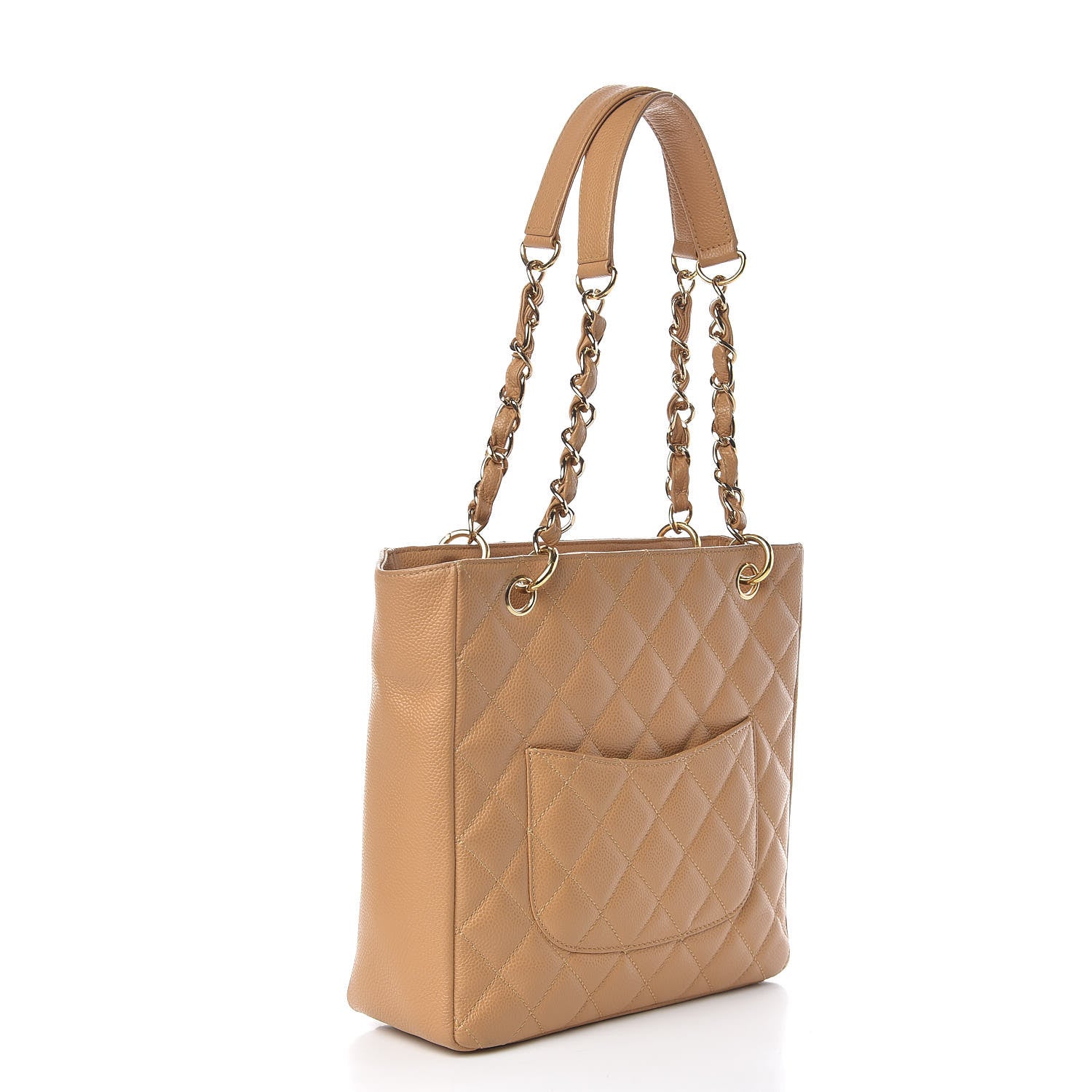 Chanel Caviar Quilted Petit Shopping Tote PST Dark Beige 3 of 16