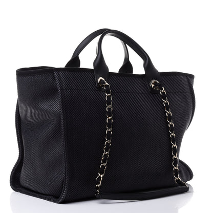 Chanel Mixed Fibers Calfskin Medium Deauville Tote Blue 2 of 4
