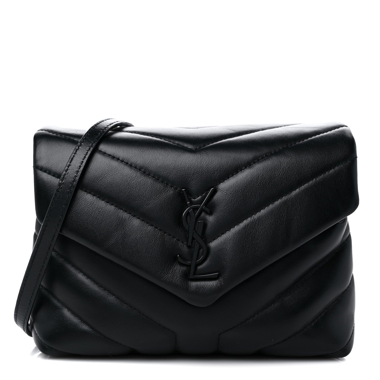 Saint Laurent Calfskin Y Quilted Monogram Monochrome Toy Loulou Crossbody Bag Black 1 of 11