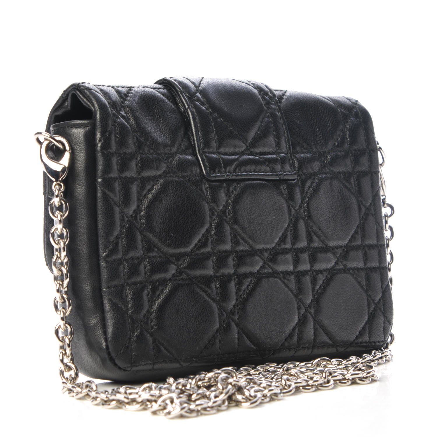 Christian Dior Lambskin Cannage Mini New Lock Pouch Black 3 of 8