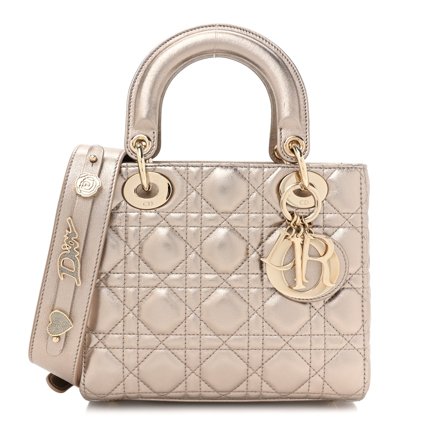 Metallic Lambskin Cannage Small My ABCDior Lady Dior Gold