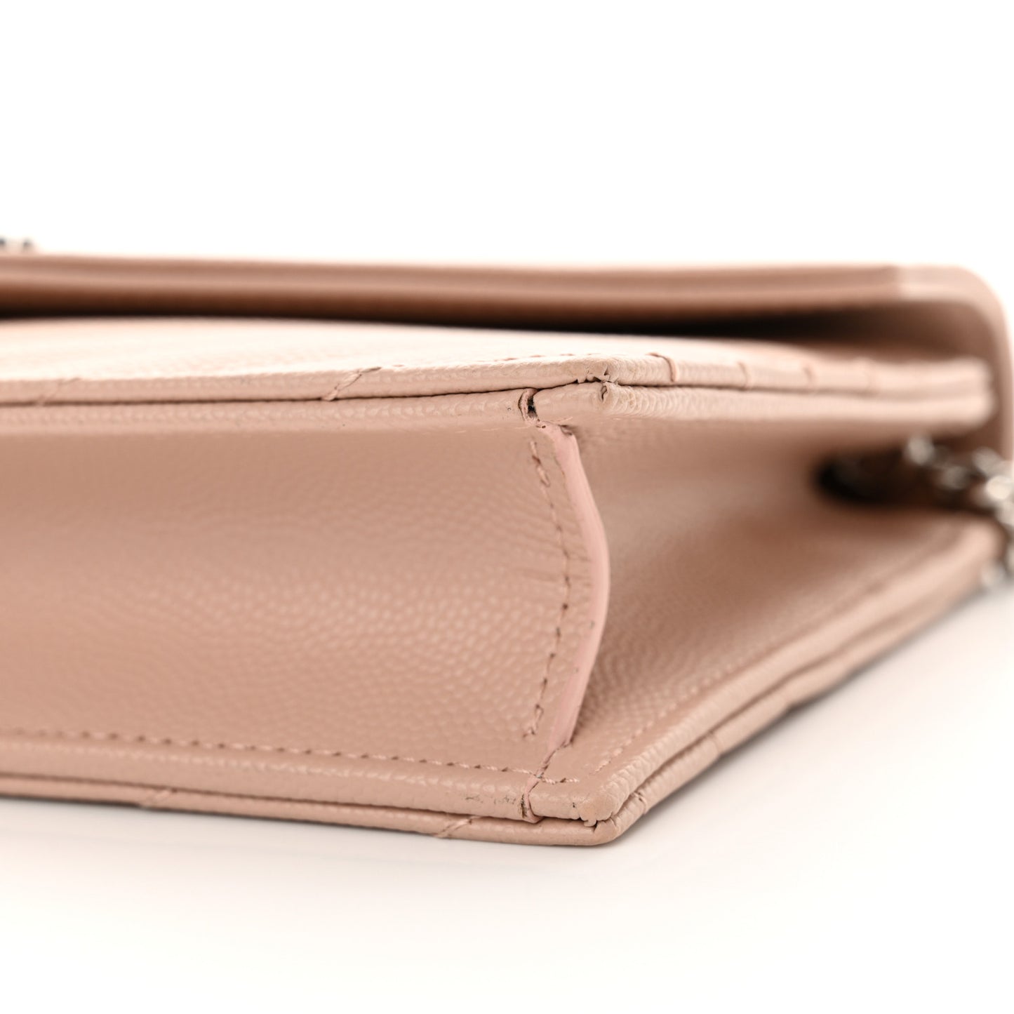 Grain De Poudre Matelasse Chevron Monogram Envelope Chain Wallet Pale Pink