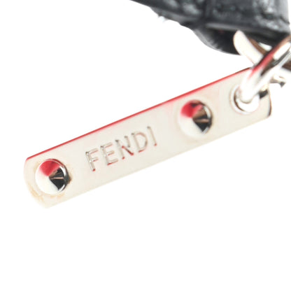 Fendi Fox Fur Shiny Nappa Rainbow Pom Pom Bag Charm Rosso Multicolor Black 3 of 3