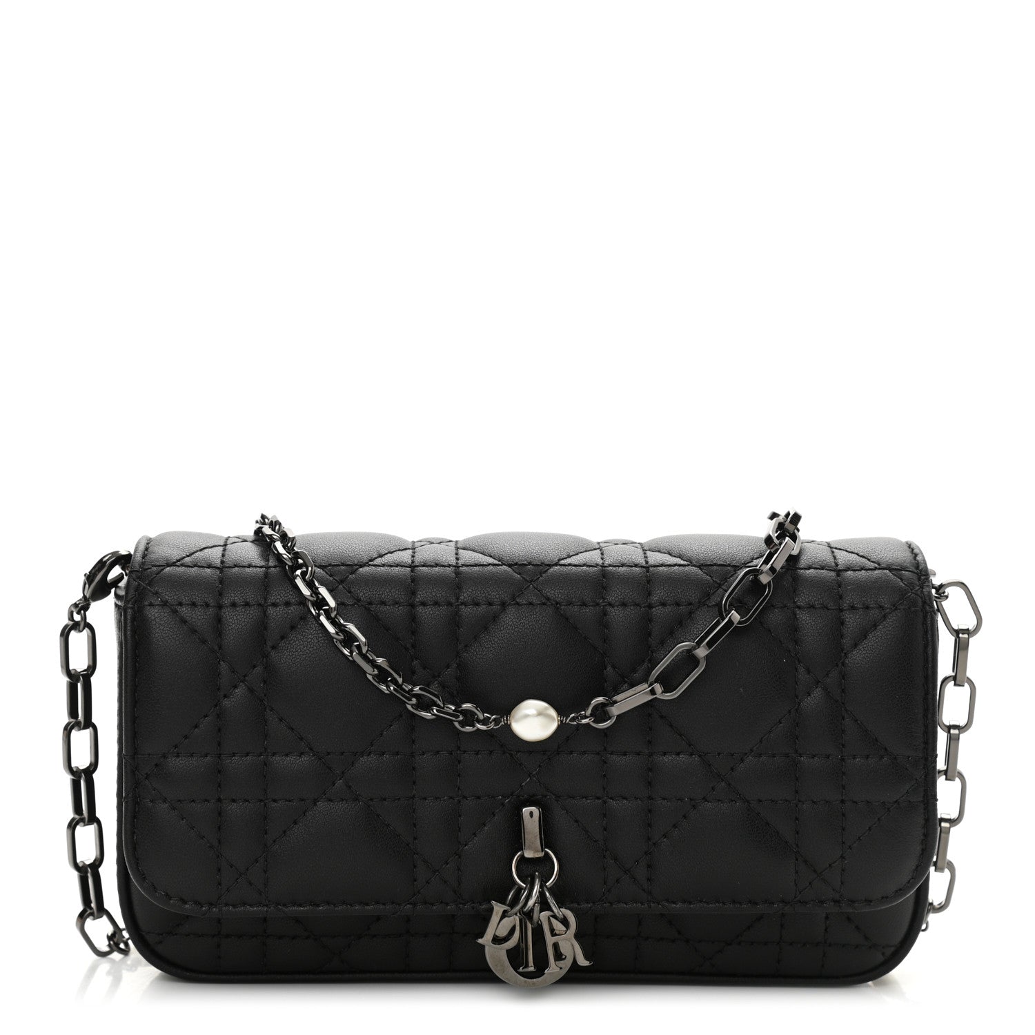 Christian Dior Lambskin Cannage Dior Talk Phone Pouch Black 1 of 10