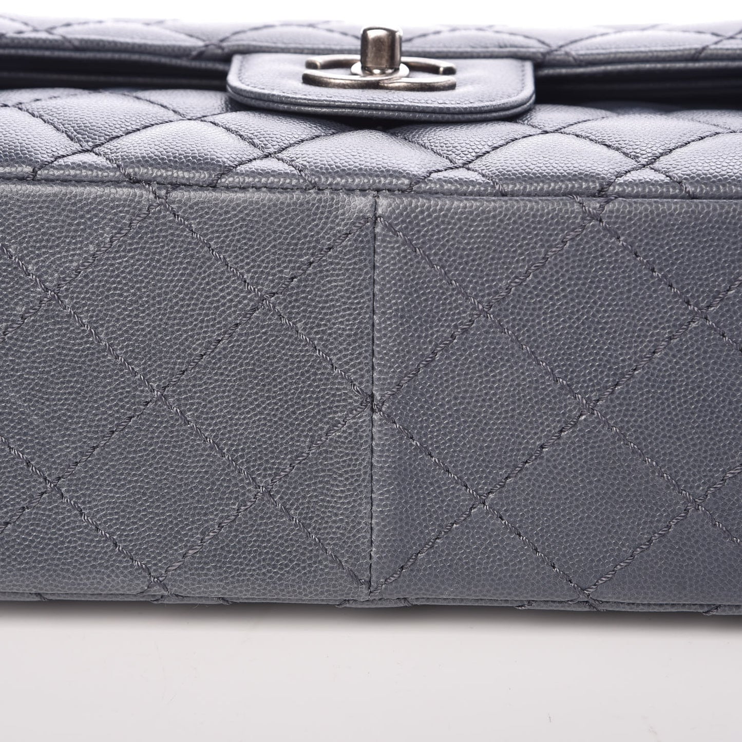 Caviar Quilted Jumbo Double Flap Blue