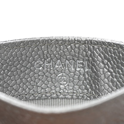 Chanel Metallic Caviar Quilted Card Holder Silver 6 of 9