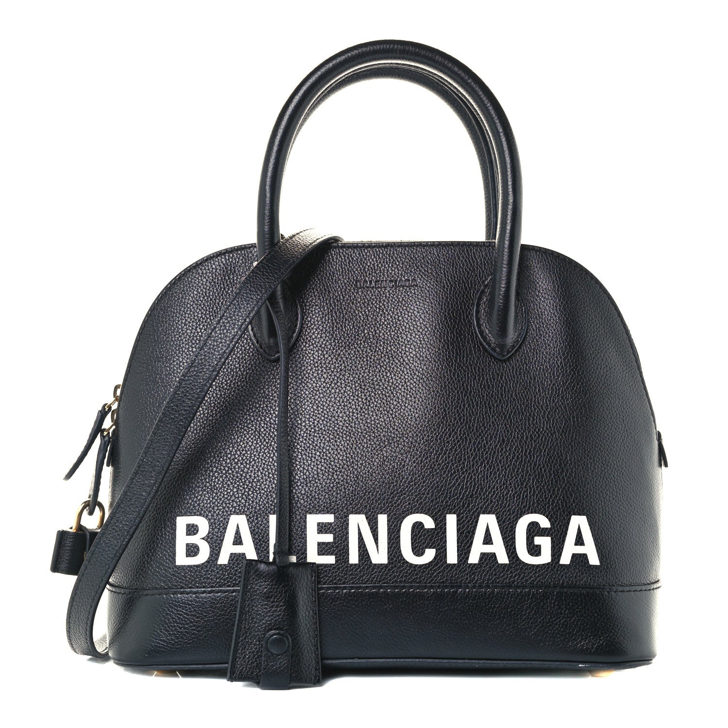 Balenciaga Grained Calfskin Logo S Ville Top Handle Bag Black White 1 of 10