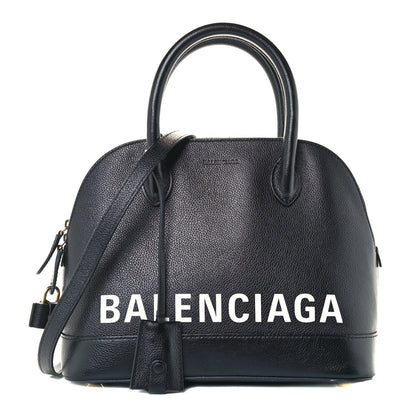 Balenciaga Grained Calfskin Logo S Ville Top Handle Bag Black White 1 of 10